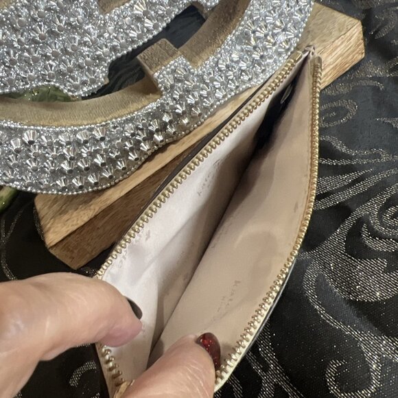 Kate Spade Glimmer Gold Glitter Small Compact Wallet Women’s - Picture 5 of 7